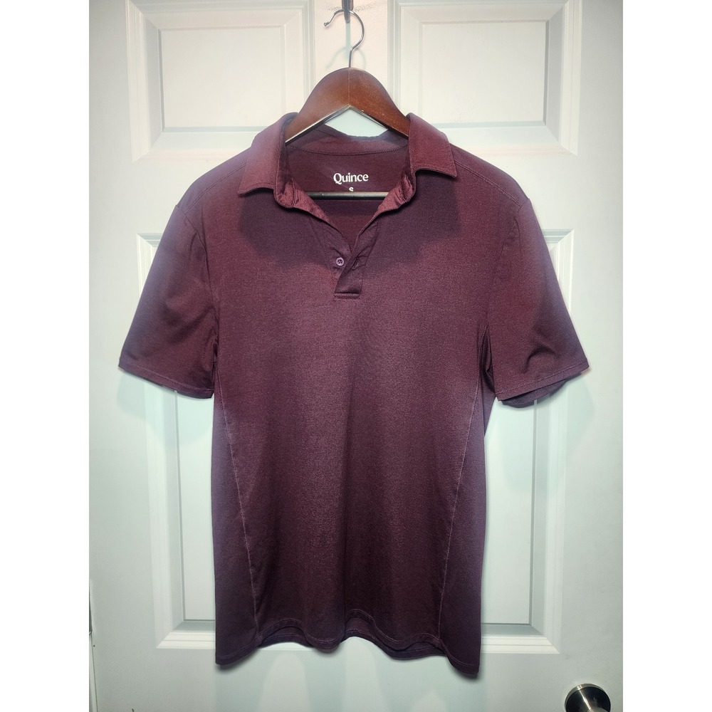Quince Mens Performance Polo Shirt Small Burgundy Maroon Short Sleeve Tech Golf